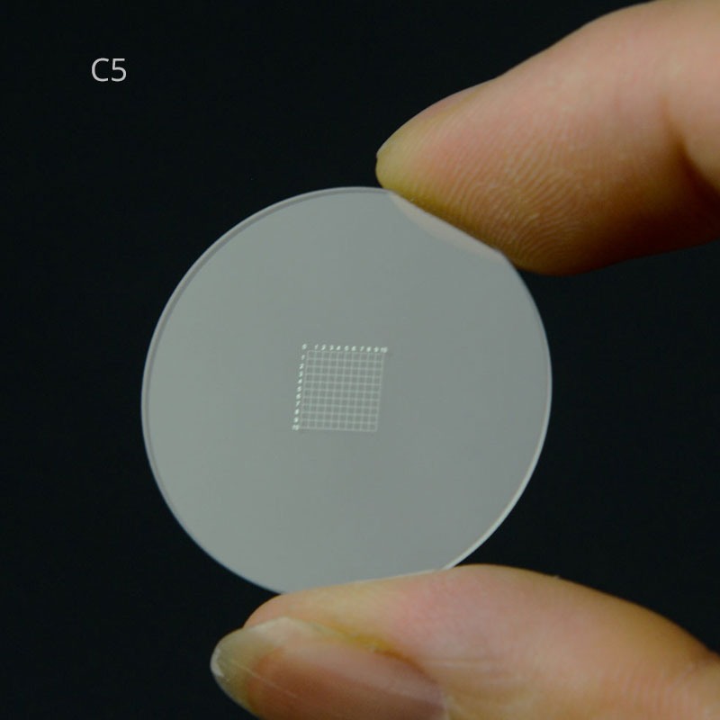 1pc Optical Glass Microscope Eyepiece Reticle Cross Line Ocular Graticula Micrometer Grid Calibration Slide for Measurement: Red