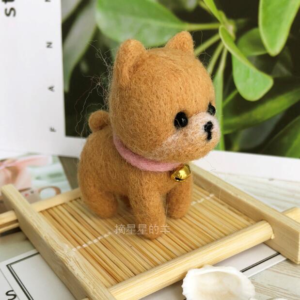 Valp söt chao meng docka material pack ull nålspets kit ull filt nål filtning dekoration hantverk handarbete diy