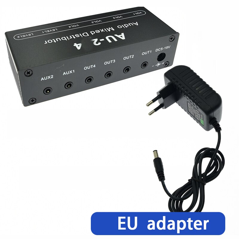 Mikser Audio Stereo dystrybutor przełącznik wyboru sygnału 2 wejście 4 wyjście aux 3.5 MM indywidualnie steruje wzmacniaczem słuchawek: Złoto