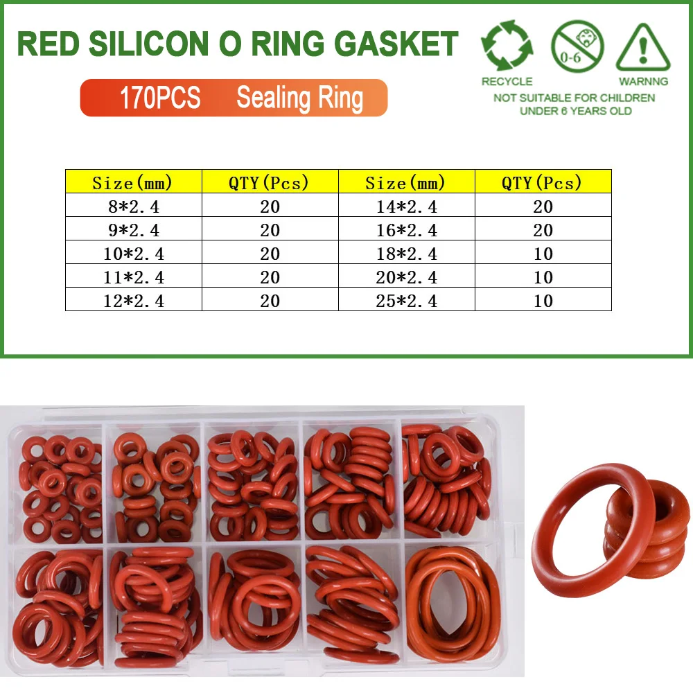 Silicone Seal Rings Set Pressure Washer Spacer Rubber O-ring Plumbing Gasket Oil Resistant nbr O Ring High Temperature Oring Kit: Brass