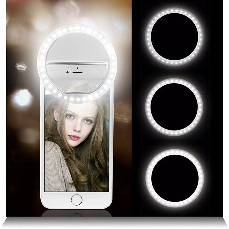 Universal Selfie LED Ring Flash Light Portable Mobile Phone 36 LEDS Selfie Lamp Luminous Ring Clip For IPhone 6 8 7 Plus Samsung