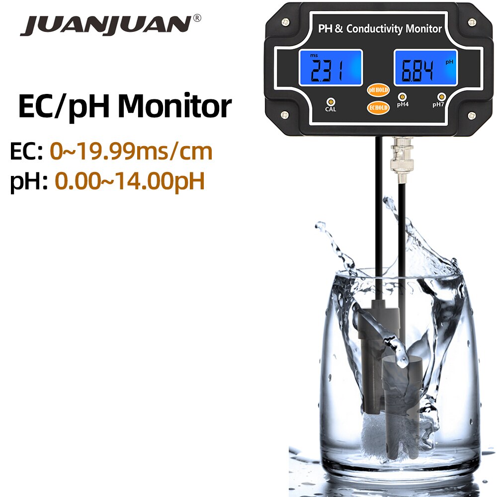Ph/EC-2681 2 In 1 Ph Ec Meter Ph Meter Online Multi-Parameter Water Quality Tester Ec Detector geleidbaarheid Monitor Voor Zwembad: US Plug