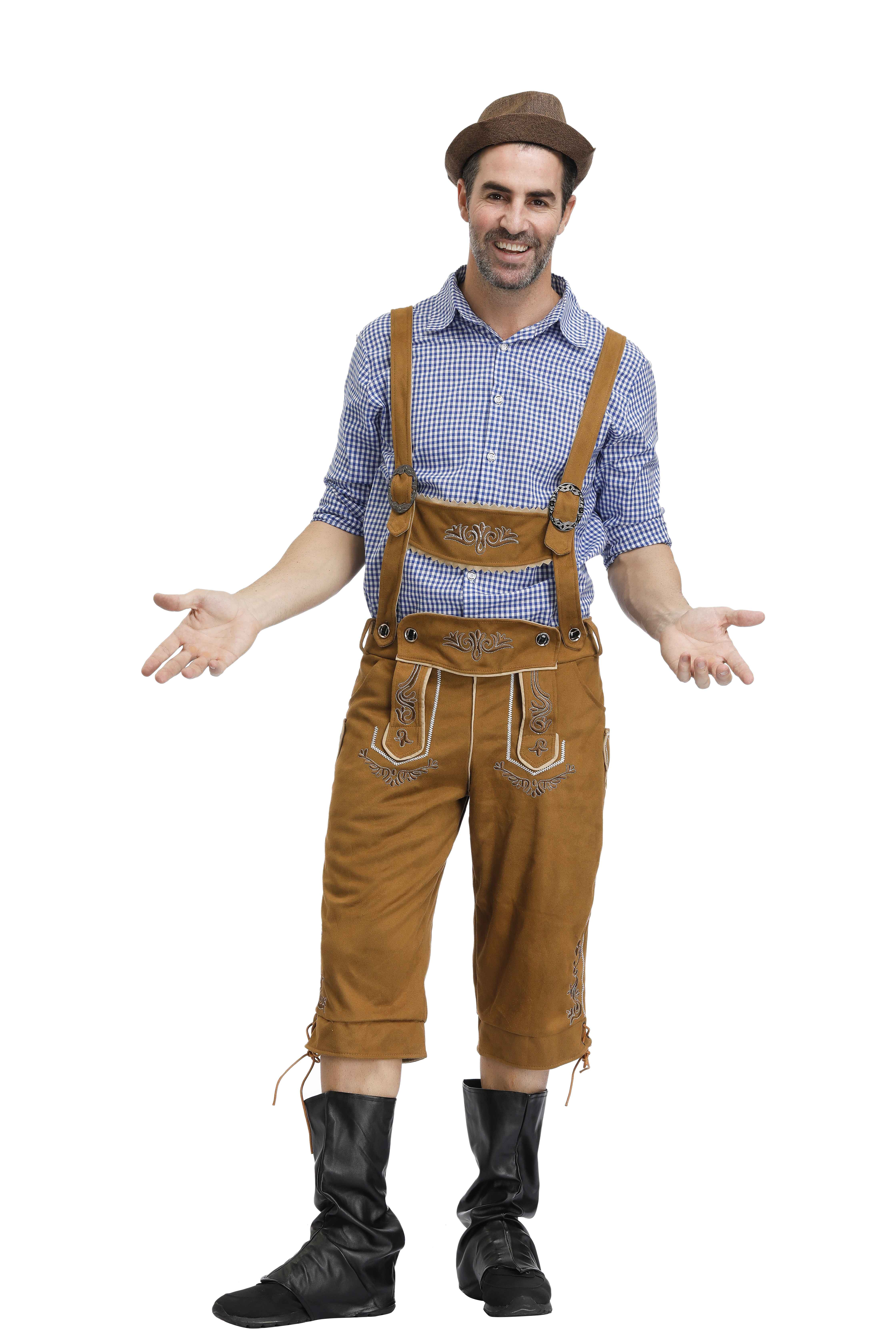 Tysk oktoberfest kostume herrer bayerske lederhosen beer guy fancy dress outfit with hat