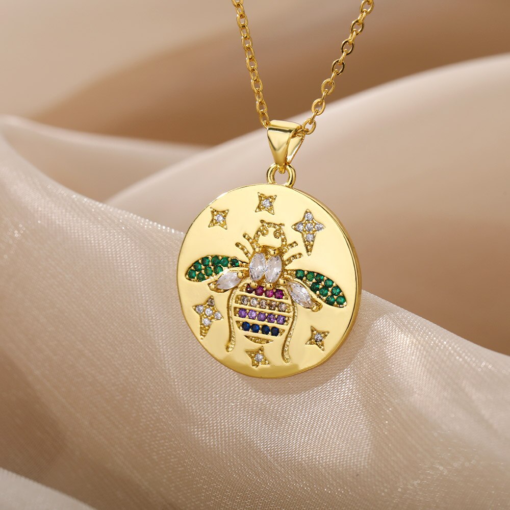 Leuke Vlinder Ketting Voor Vrouwen Kind Multicolor Zirkoon Bee Olifant Dier Hanger Ketting Kerst Sieraden Mujer