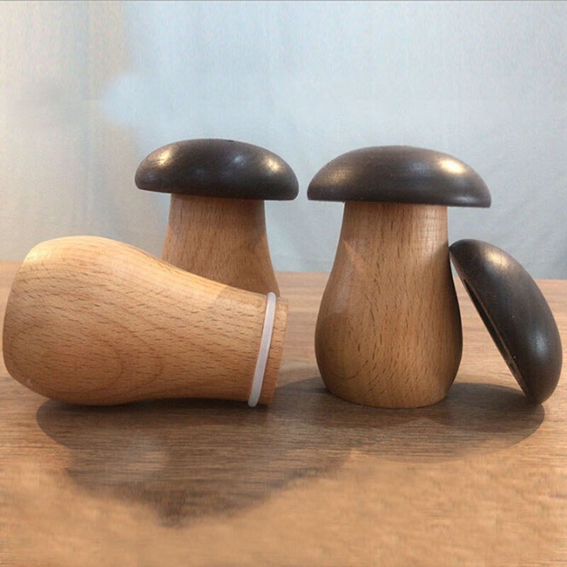 Solid Wood Toothpick Holder Toothpick Box Black Walnut Wooden Mushroom Cute Shape Solid Wood Production Storage Box Kitchen Tool