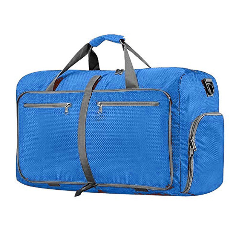 MARKROYAL Travel Duffle Bag 80L Foldable Weekender Bag For Women&Men Waterproof Shoe Pocket Shoulder Messenger Bag: Blue