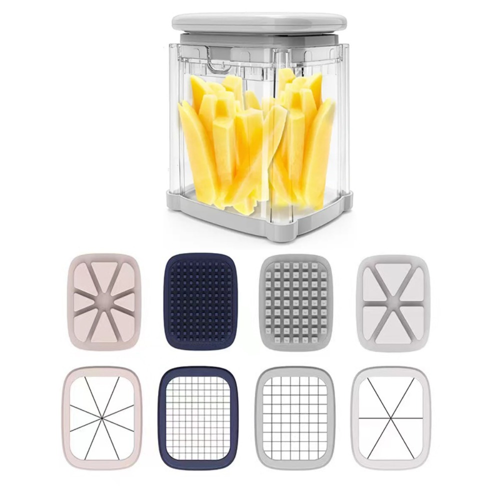 Küchenhelfer, manueller Pommes-Frites-Schneider, Handpresse mit 4 Klingen, Gemüseschneider, 4-in-1, effizienter Obstschneider zum Kochen: Ursprünglich Titel