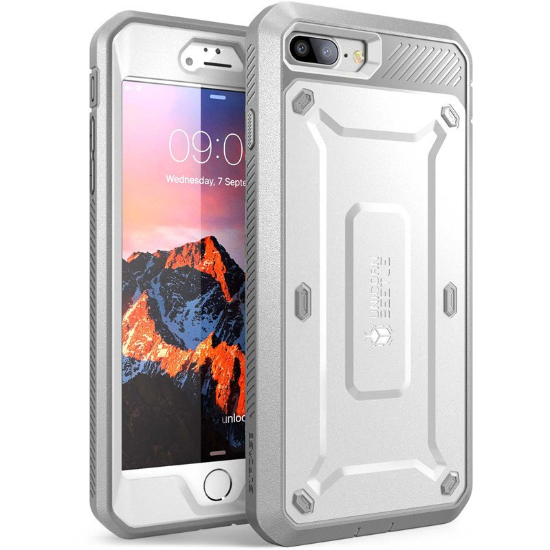 For iphone 8 Plus Case SUPCASE UB Pro Series Full-Body Rugged Holster Protective Cover with Built-in Screen Protector: White