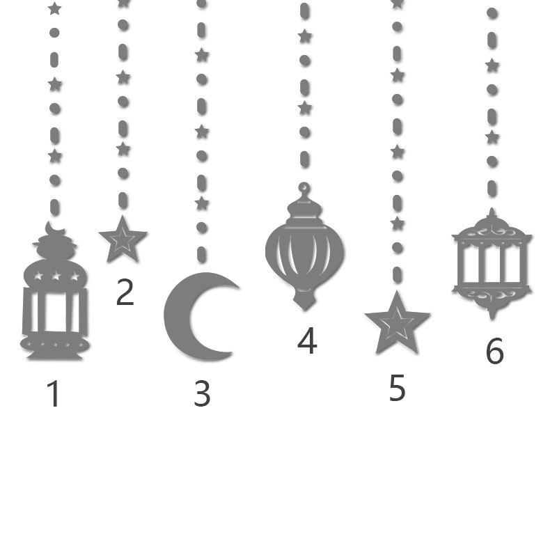 EID Mubarak Swirl Banner Star Moon Ceiling Hanging Ornament Ramadan Kareem Decoration for Home Islam Muslim Party Supplies
