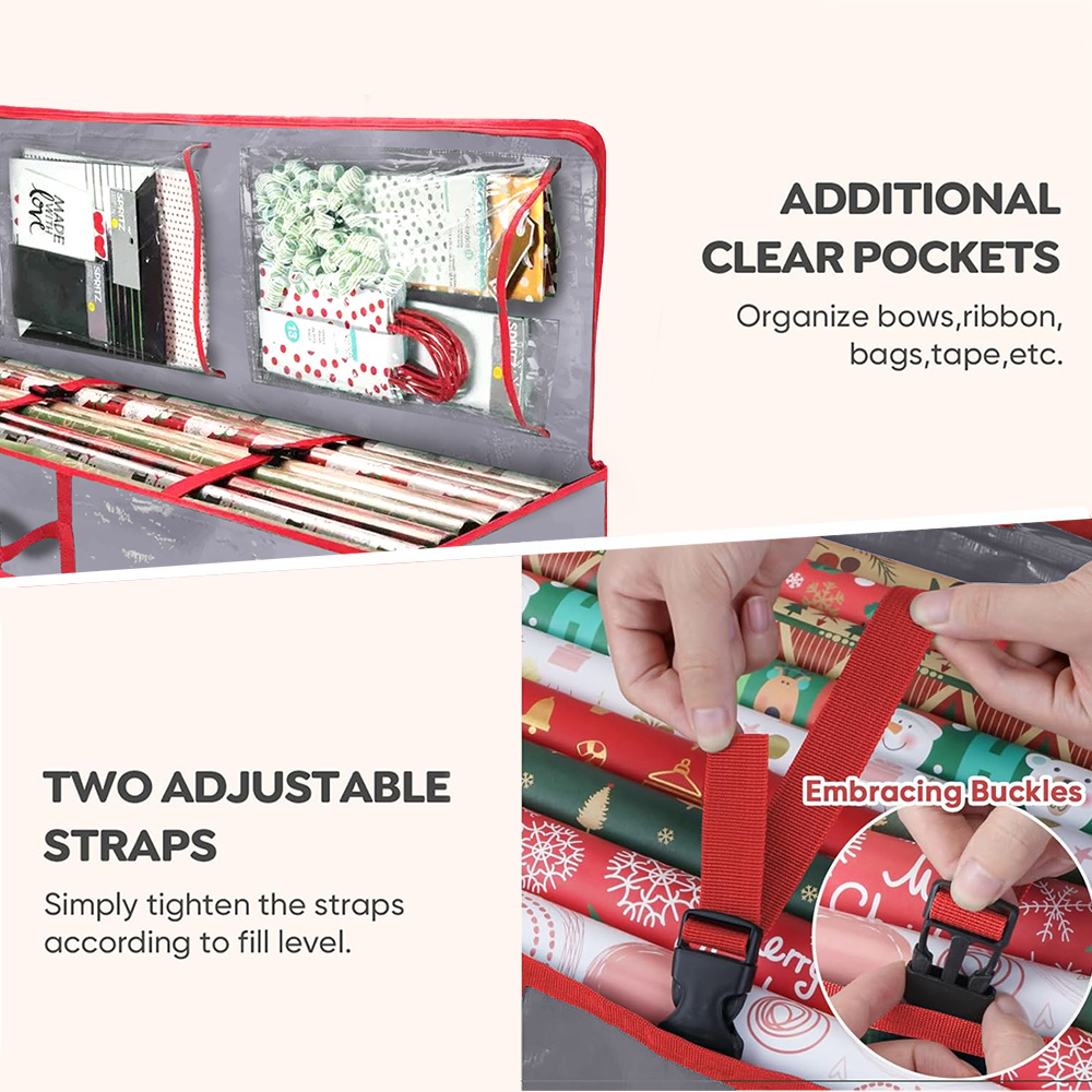 Wrapping Paper Containers Waterproof Wrap Zippered Dustproof Underbed Storage Organizer Wrapping Paper Bag Christmas