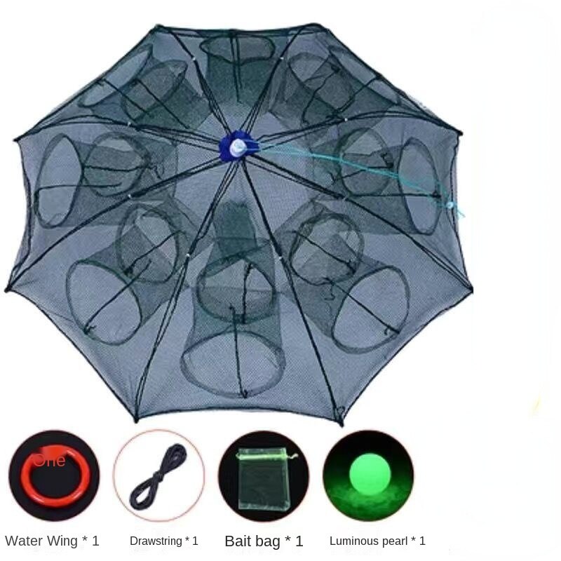 Fish Net Shrimp Cage Multi Specification Moving Net Folding Fishing Lobster Net Umbrella Cage Fishing Gear Pratical: 16 holes