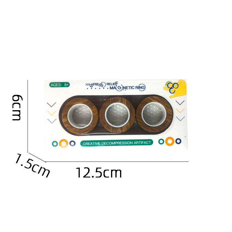 3Pcs Anti-stress Magnetic Rings Magnetic Bracelet Ring Unzip Toy Magic Ring Props Tools Decompression Toys Finger Rings Toy: GRAY