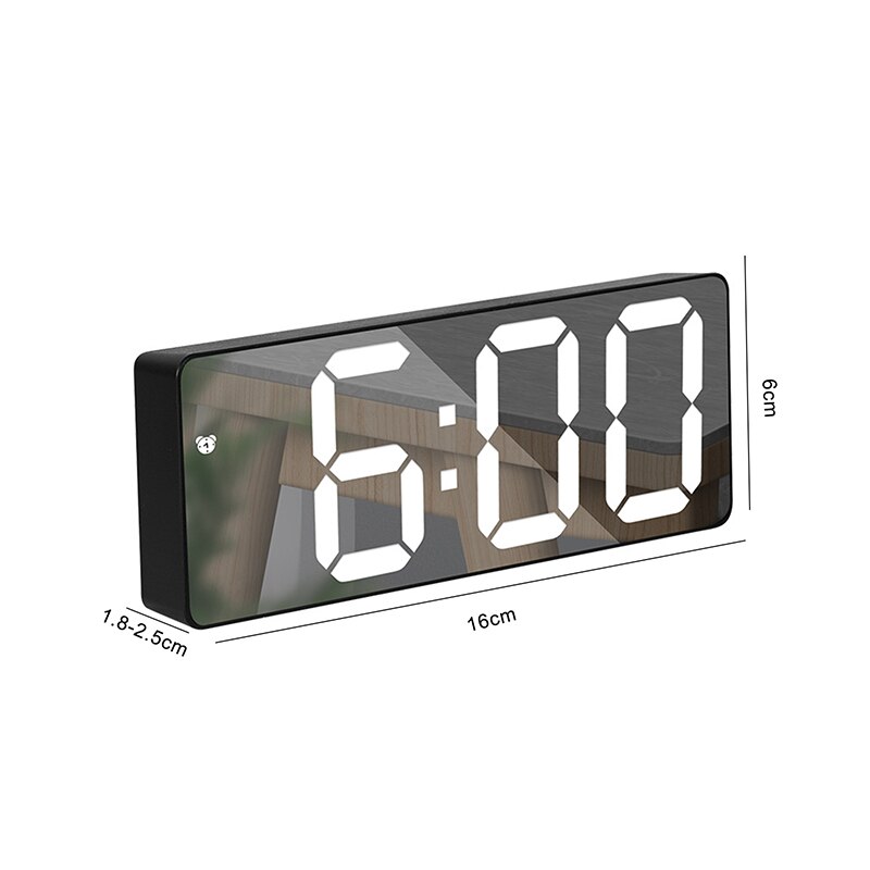 mini LED mirror digital watch clock display date temperature for home bedroom desktop electronic alarm clock: B
