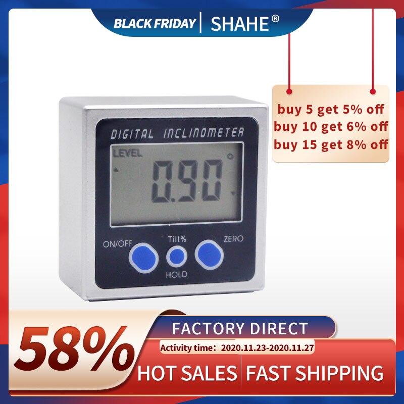 SHAHE Digital Angle Gauge Level Protractor Angle Finder Bevel Gauge Inclinometer with Magnetic Base Electronic Angle Gauge