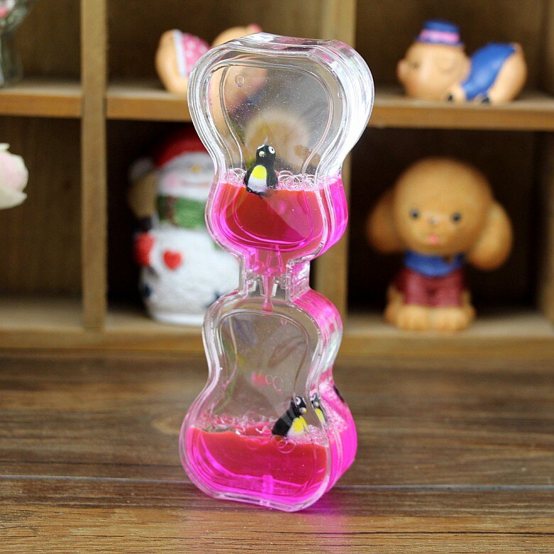Valentine's Day Double Hourglass Liquid Timer Visual Timer Oil Liquid Motion Hourglass Floating Desk Heart Decoration Acrylic: Blue
