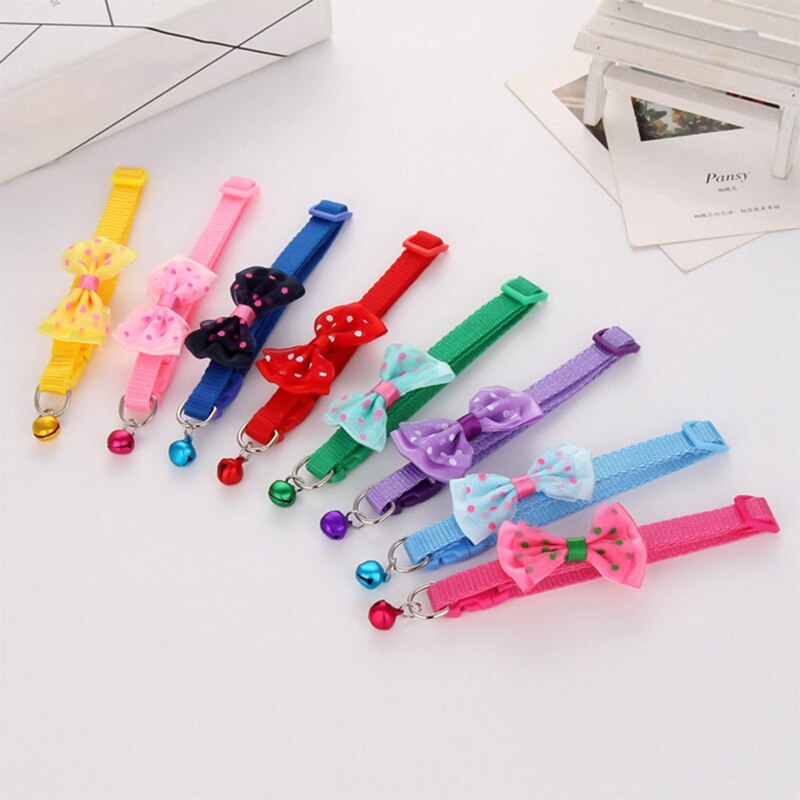 1pc couleur bonbon réglable nœud papillon cloche nœud papillon collier cravate chiot chaton chien chat animal de compagnie directe