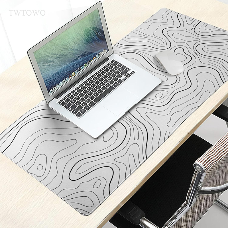 Podkładka pod mysz dla graczy White Contour Lines XL HD Custom New Mousepad XXL MousePads Natural Rubber Office Mouse Mats Desktop Mouse Pad