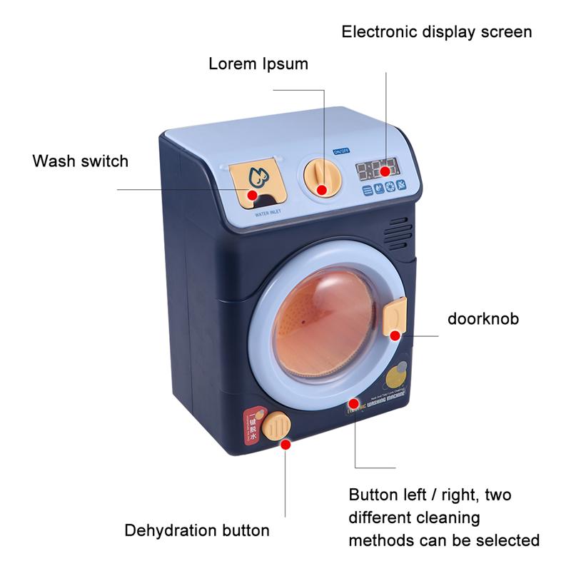 1 Set Mini Washing Machine Electric Washing Machine Toy Funny Play House Toy without Battery (Blue/red)