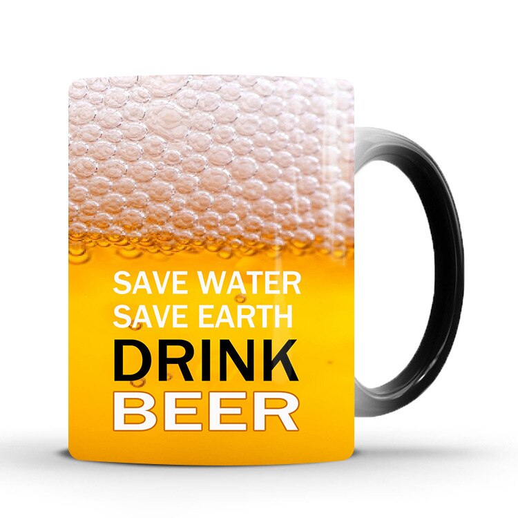 Funny Beer Mug Ceramic Water Cup Color Changing Mug Home Office Drinkware Coffee Tea Cups Heat Sensitive Friends
