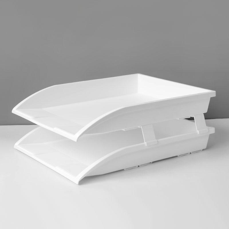 Multifunctional Storage Box Office Supplies Can Be Stacked File Storage Box File Sorting Storage Box Student Stationery Rack: White-2 layers