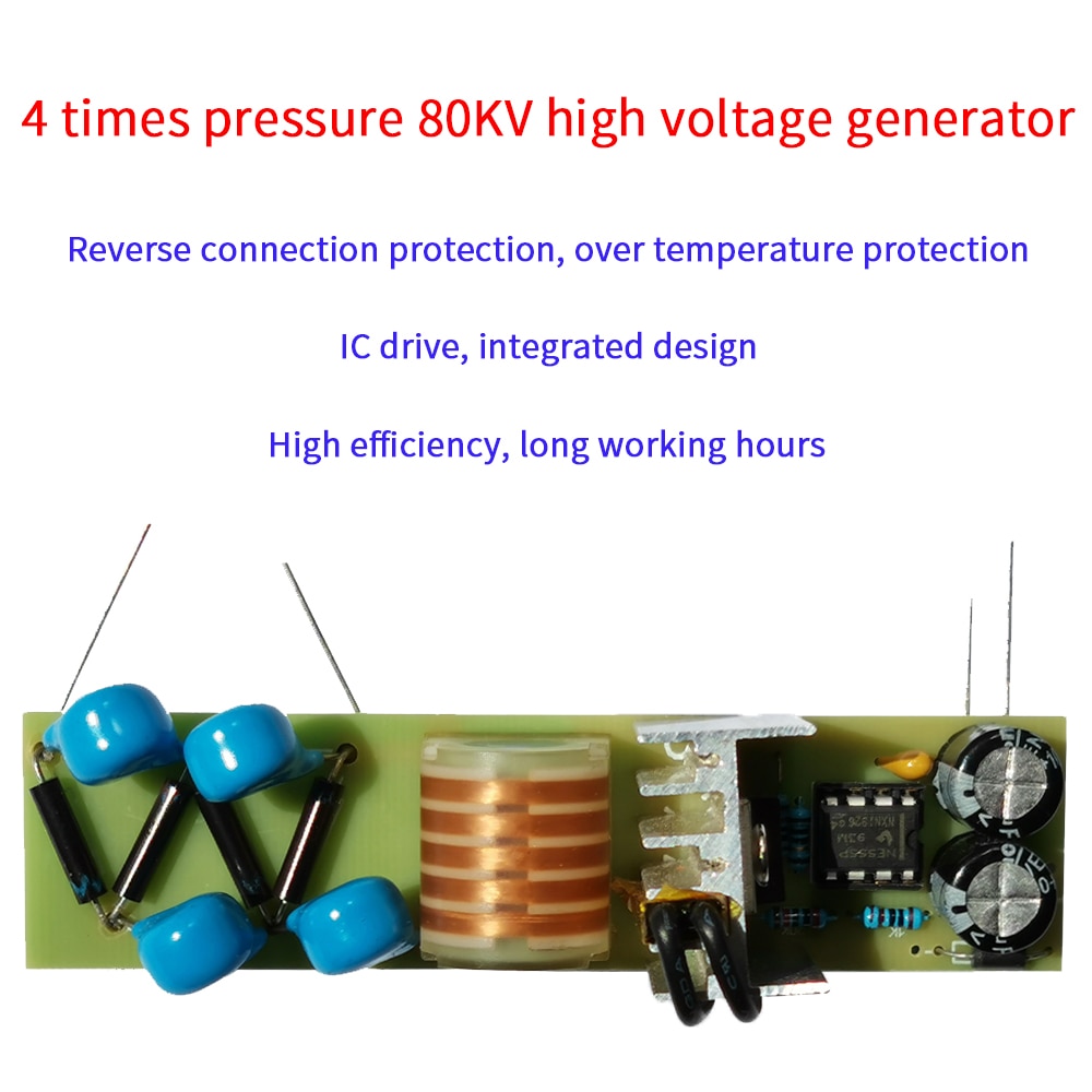 80kv High-Voltage Generator Inverter Ignition Coil Tesla Fly Back Transformer Module Electrostatic Arc Spark Booster