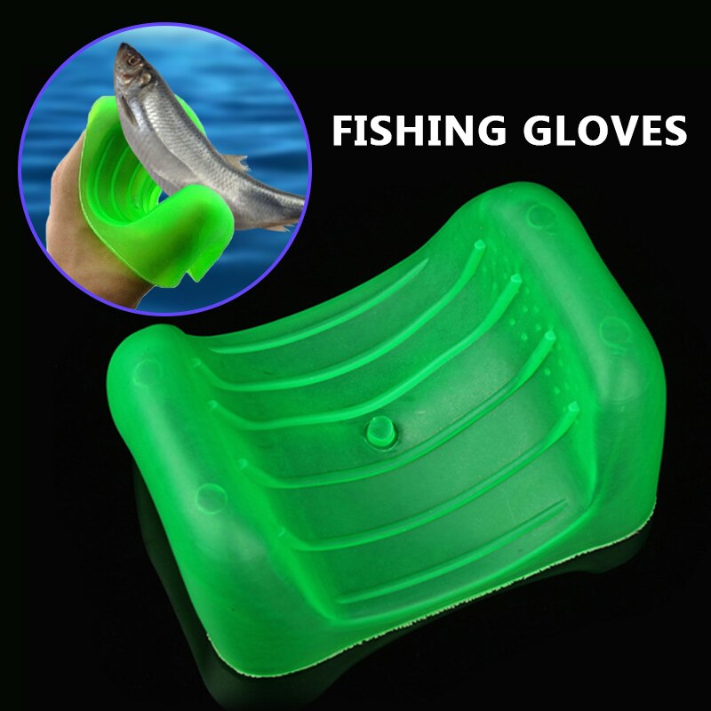 Stab Proof Rubber Non Slip Catcher Outdoors Fish Control Green Fishing Tackle Catch Fish Gloves Catch Fish Pad Portable Tools