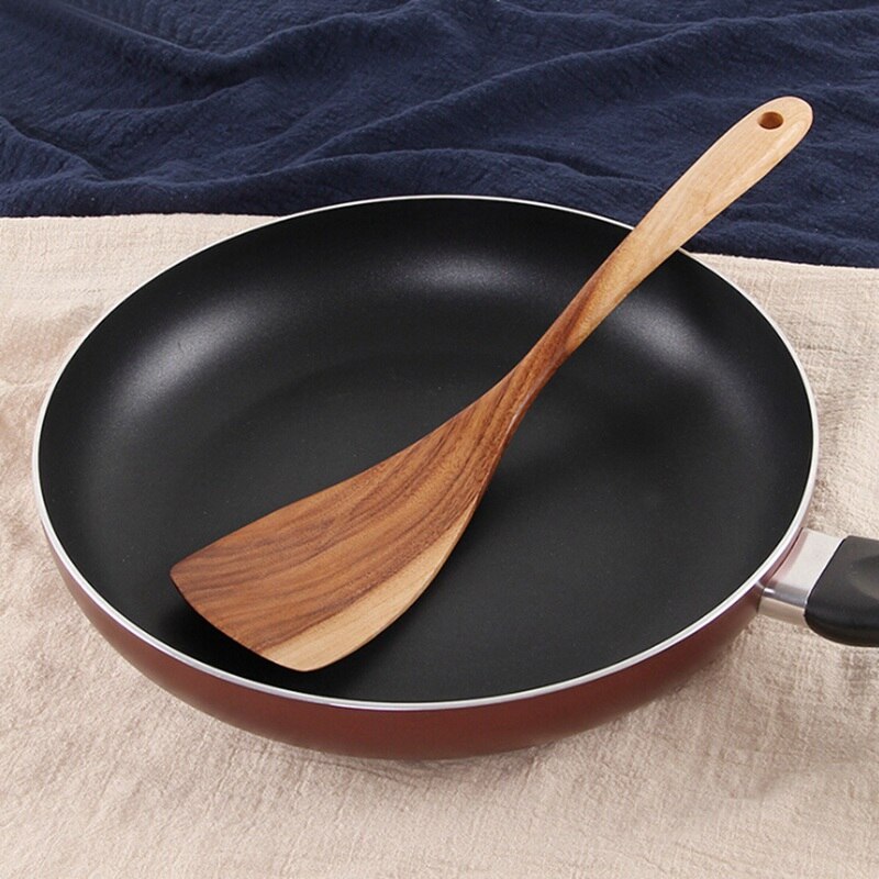 Non-stick Servies Bestek Set Houten Kookgerei Vork Lepel Mes Set Keukengerei Met Lange Handvat Spatel Platte Schop 1 PC