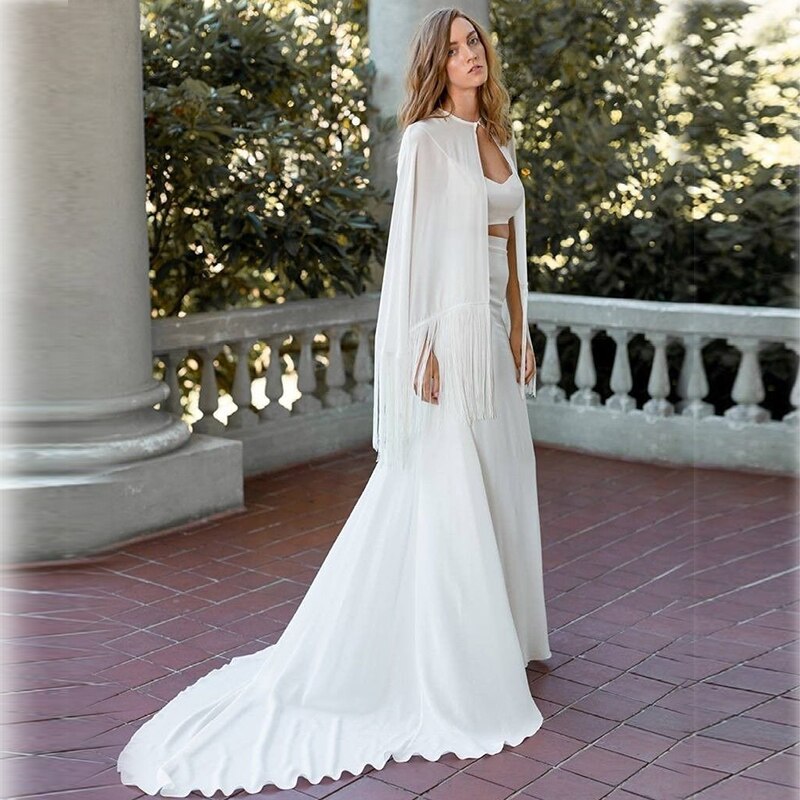 Avondjurk Cape Mariage Zwart Wit Ivoor Bolero Vrouwen Chiffon Bolero Bolero Prom Party Sjaals En Wraps Voor Dames
