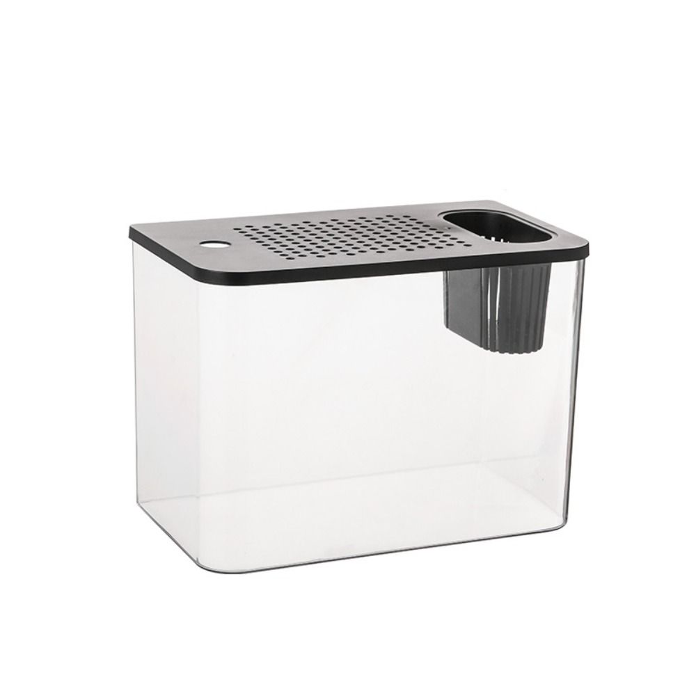 PET + ABS pecera nueva transparente con tapa acuario tanque hidropónico resistente a caídas tanque de tortuga hogar: Blanco