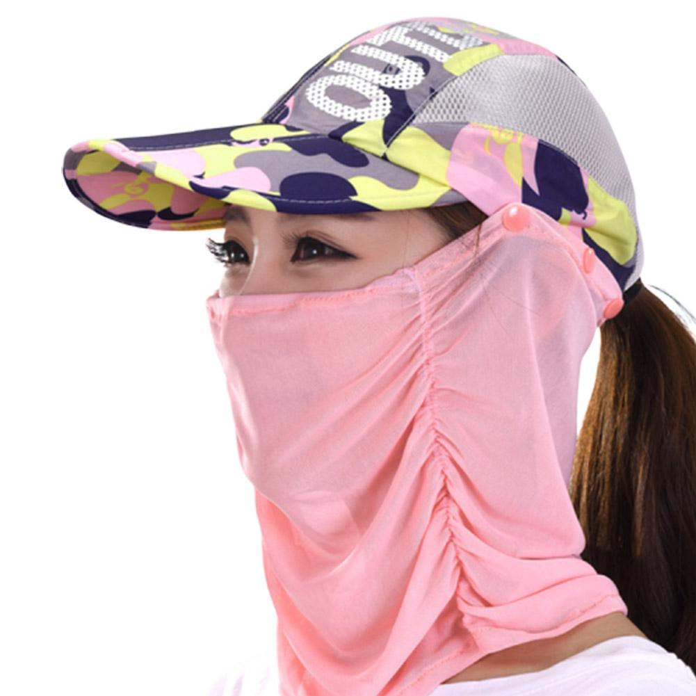 GloryStar Flat brim Sun Hat Ladies Sunscreen Outdoor Folding Baseball Cap Summer Mesh Quick-Drying Cycling Cap 56-59cm