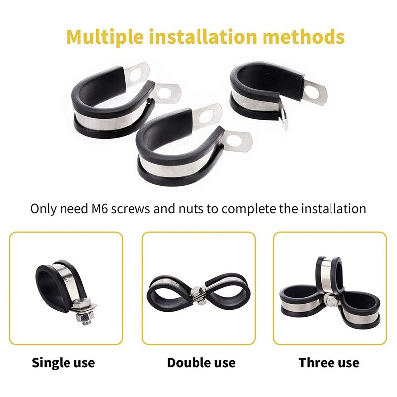 304 Stainless Steel Cable Clamp Rubber Pads, Pipe Clamps Are Used For Wiring, Wiring, Tubing, And Cords.