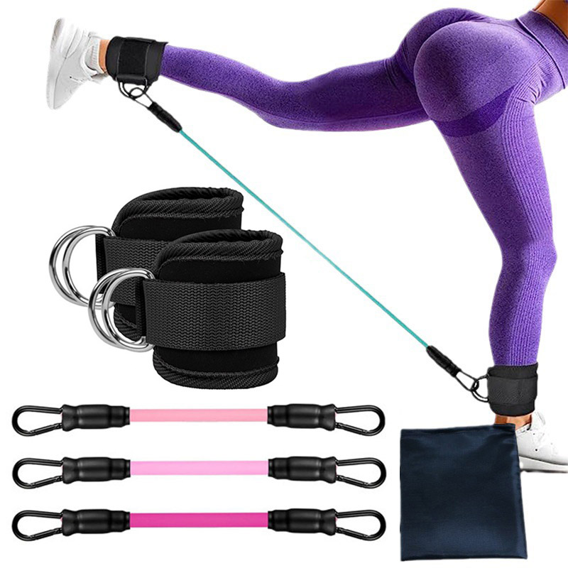 Enkelbandjes Weerstandsband Elastische Oefening Been Kracht Yoga Pilates Extra Trekkoord Gym Fitness Apparatuur Sport Vrouwen