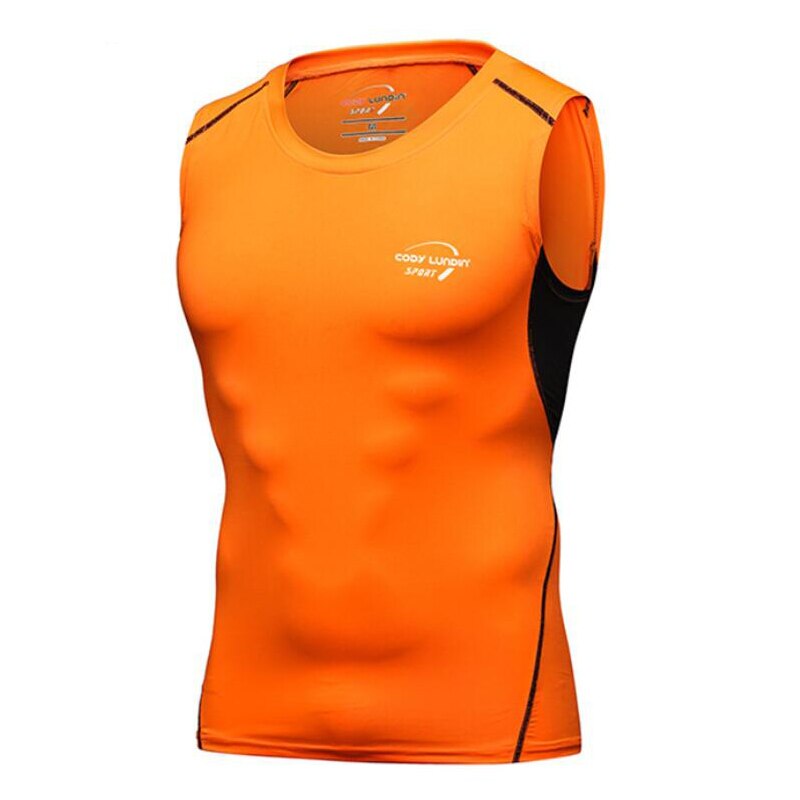 Bodybuilding stringer tank top mænd afslappet hurtig tør kompression stram ærmeløs mænd vest fitness singlet mænd top tees m-xxl: Orange / L