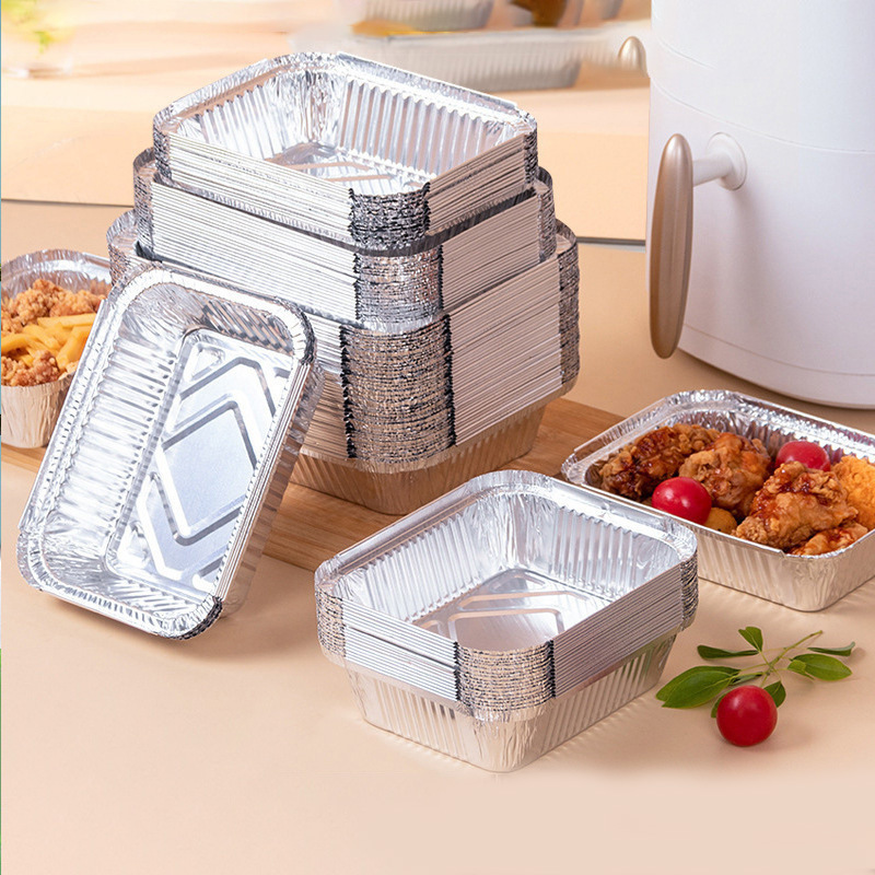 Bandeja de papel de aluminio desechable para el hogar, bandeja de papel de aluminio gruesa para almacenamiento de alimentos, barbacoa, postre, cocina y hornear, 20/50 Uds.