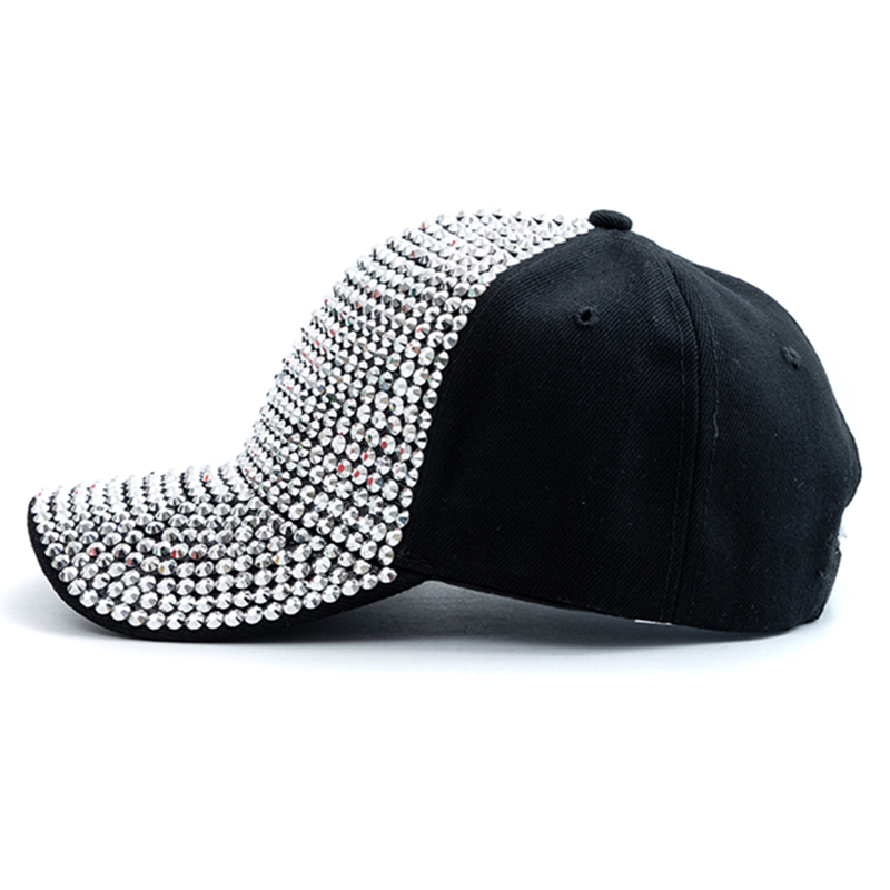 Women Diamond Inlay Cap Simple Plain Baseball Cap Female Adjustable Casual Outdoor Streetwear Hat