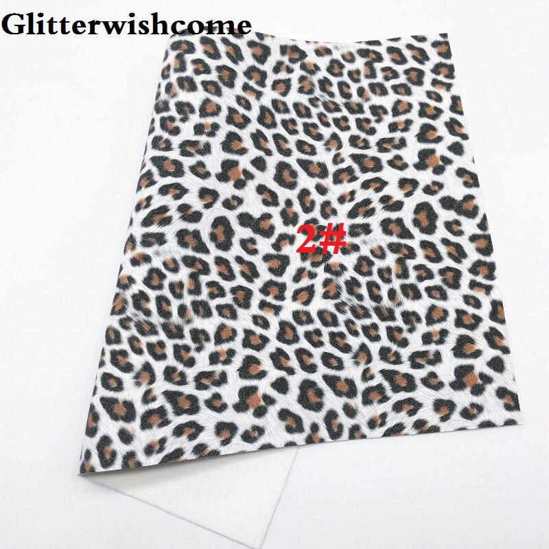 Glitterwishcome 21X29CM A4 Size Vinyl Voor Bogen Gedrukt Luipaard Op Suède Faux Lederen Lakens Voor Bows, GM3199B