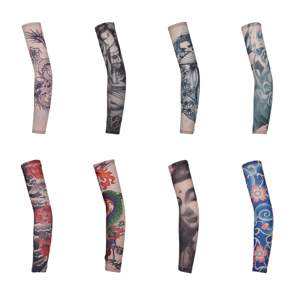 Tattoo Sleeve Arm Warmers Summer Print Mangas For Man Sleeve Seamless Summer Tattoo Stitched Outdoor Woman Riding Sleeve