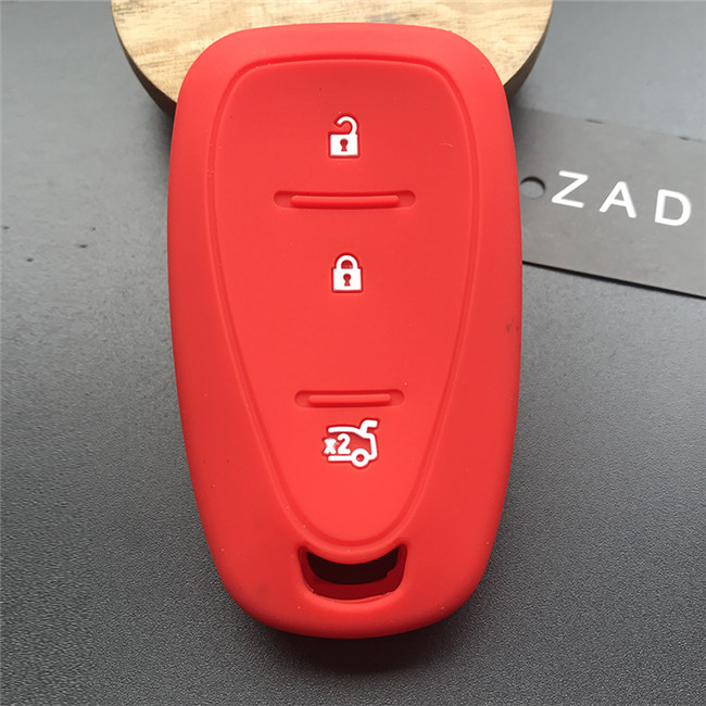 ZAD-funda de silicona para llave de coche, Carcasa protectora para mando a distancia sin llave, para Chevrolet Cruze Spark Onix Volt Aveo Sonic, 3 botones: Rojo