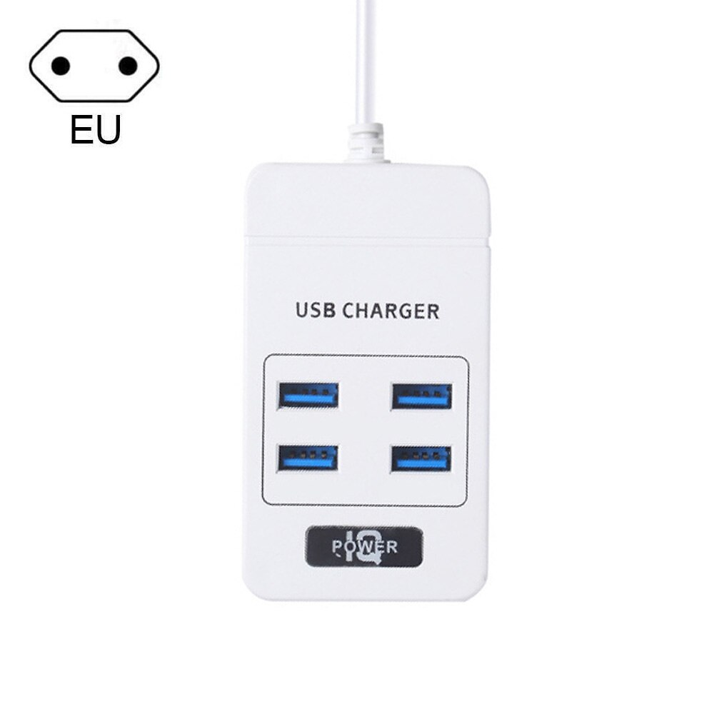 4 USB Ports Charging Socket Charger Adapter EU UK Plug Socket Power Charger Port For Mobile Portable USB Ports Charging Socket: white EU
