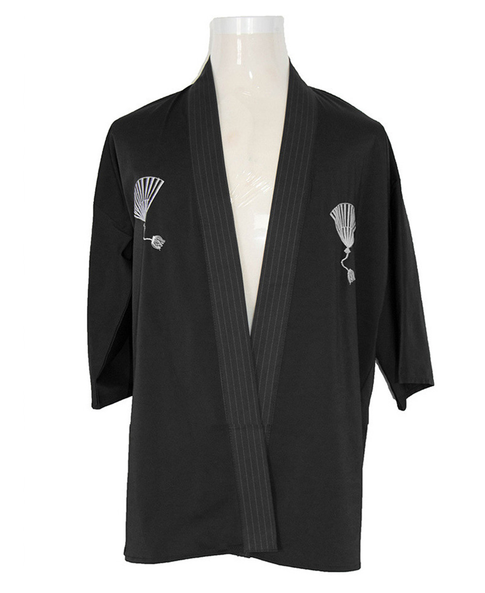 Roben Klassisch Schwarz Beige Samurai Kleidung Männer Atmungsaktive Unterwäsche Kimono Traditionelle Japanische Cosplay Yukata Hause Bademantel