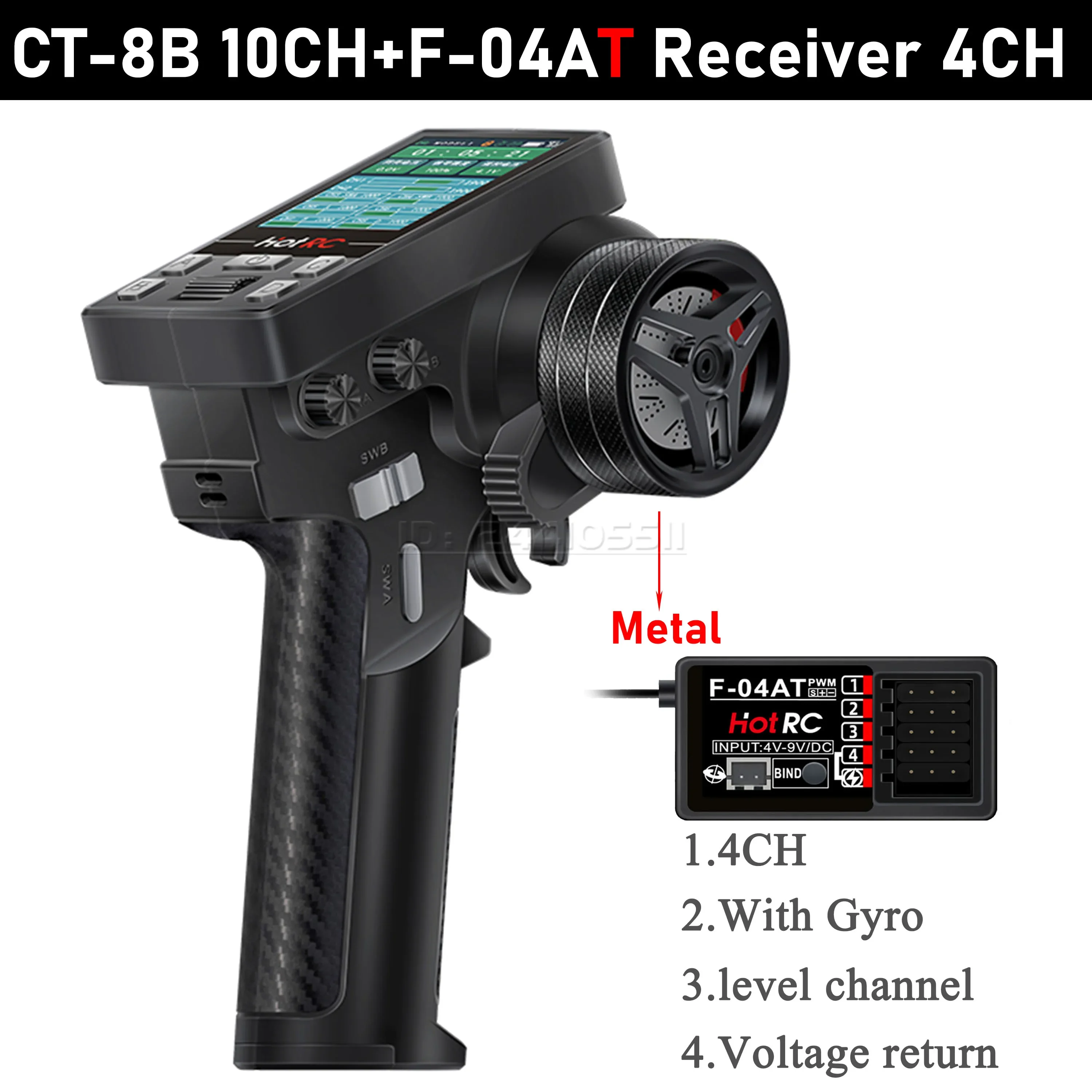 HOTRC 8CH 10CH CT-6B CT-8B 2.4G Transmitter Remote Control Gyro F-04A F-06A F-08A F-01AT Receiver for RC Cars Boat Tank Toy