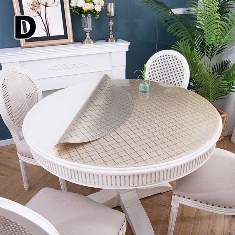 Dia 60cm Round PVC Waterproof Tablecloth Plastic Oilproof Table Cloth Soft No-wash Table Cloth For Home Kitchen Decor: D