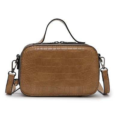 Dames patroon leren crossbody tassen kleine effen kleuren schoudertassen dames handtassen en portemonnees met handvat: Khaki