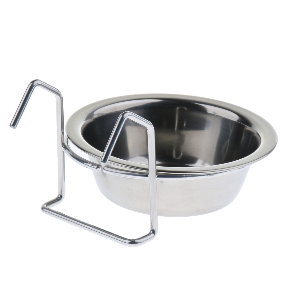 Stainless Steel Pet Bird Cage Food Water Bowl Parrot Coop er Cup,