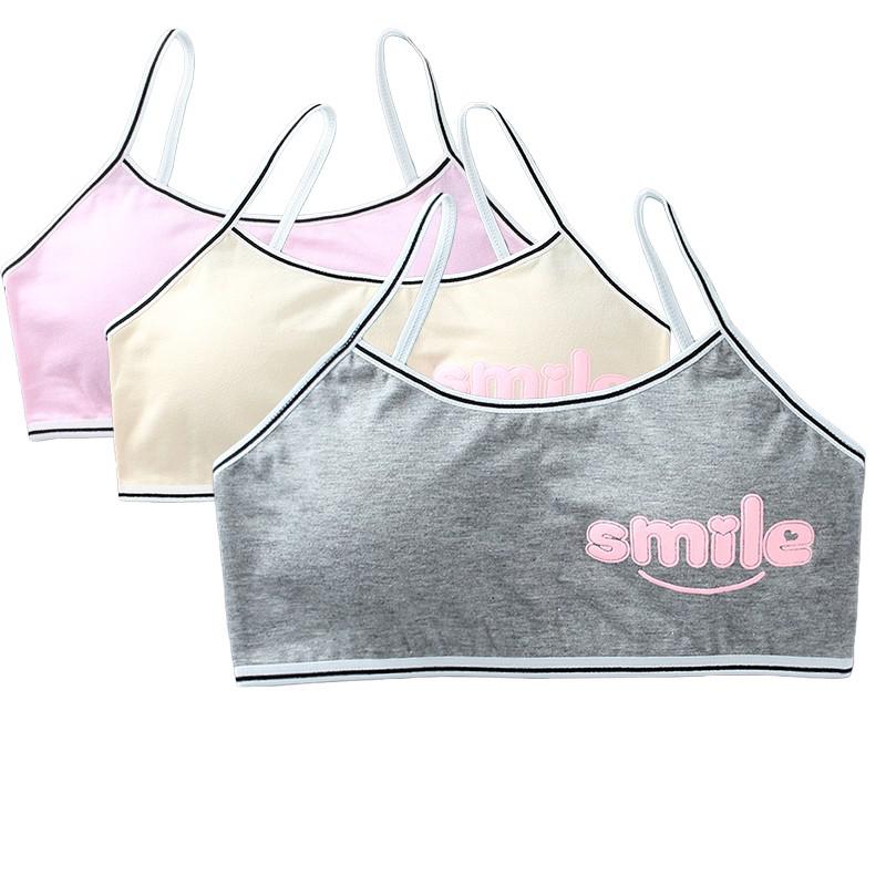 Sujetadores de entrenamiento para niñas, ropa interior de algodón con letras bonitas, para adolescentes y niños, 3 unids/lote: B