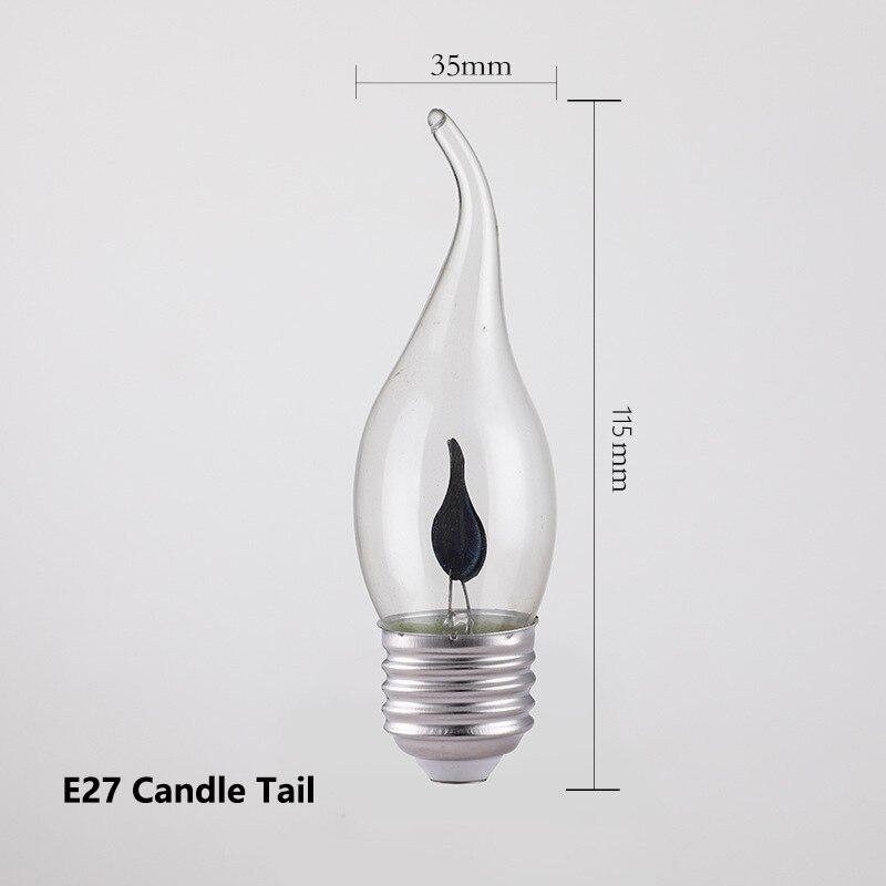 E14 e27 led pære edison flimmer flamme led stearinlys ildbelysning vintage 3w ac220v 240v retro indretning energisparelampe: E27 lys hale
