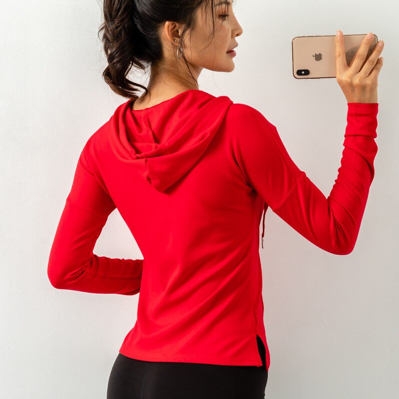 Women's Long Sleeve Workout Top - V-Neck Breathable Fitness Running Crop T-Shirt