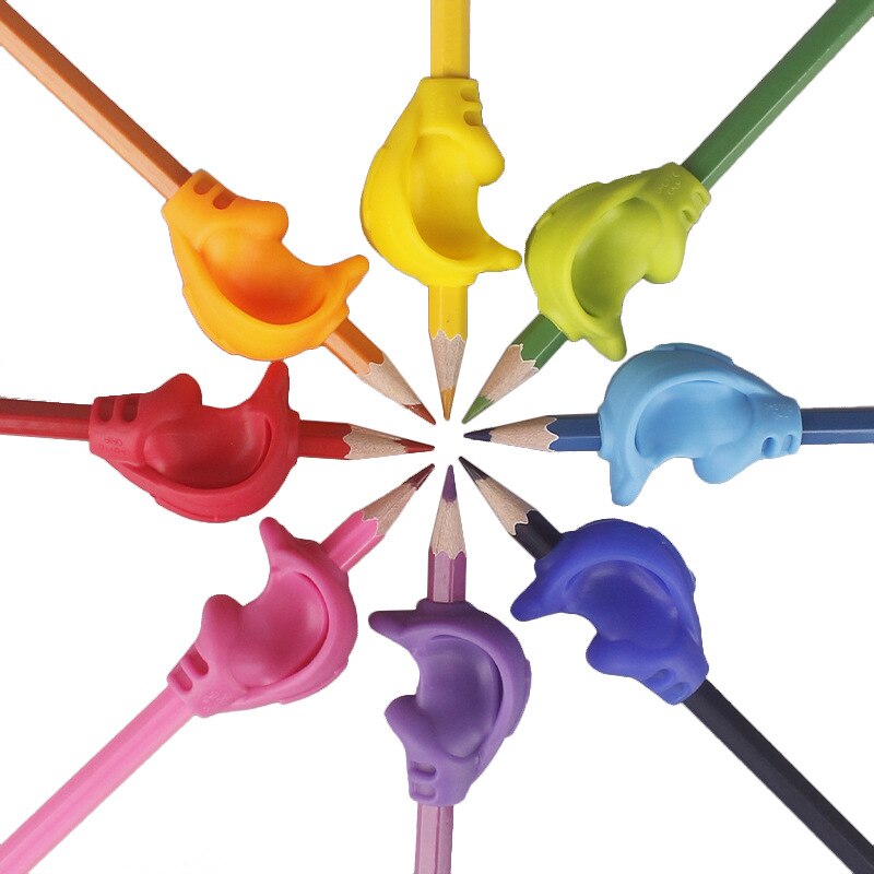 7 unids/set niños lápiz para escribir sostenedor de la pluma de aprendizaje practica lapicera de silicona ayuda agarre dispositivo para corregir postura para los estudiantes