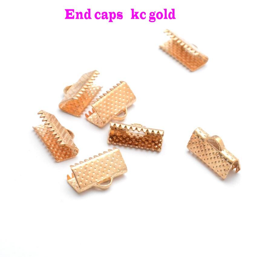 Jewelry Findings Diy 6/10/13mm Crimp beads cove clasps Cord End Caps String Ribbon leather Clip Foldover DIY: L / Red