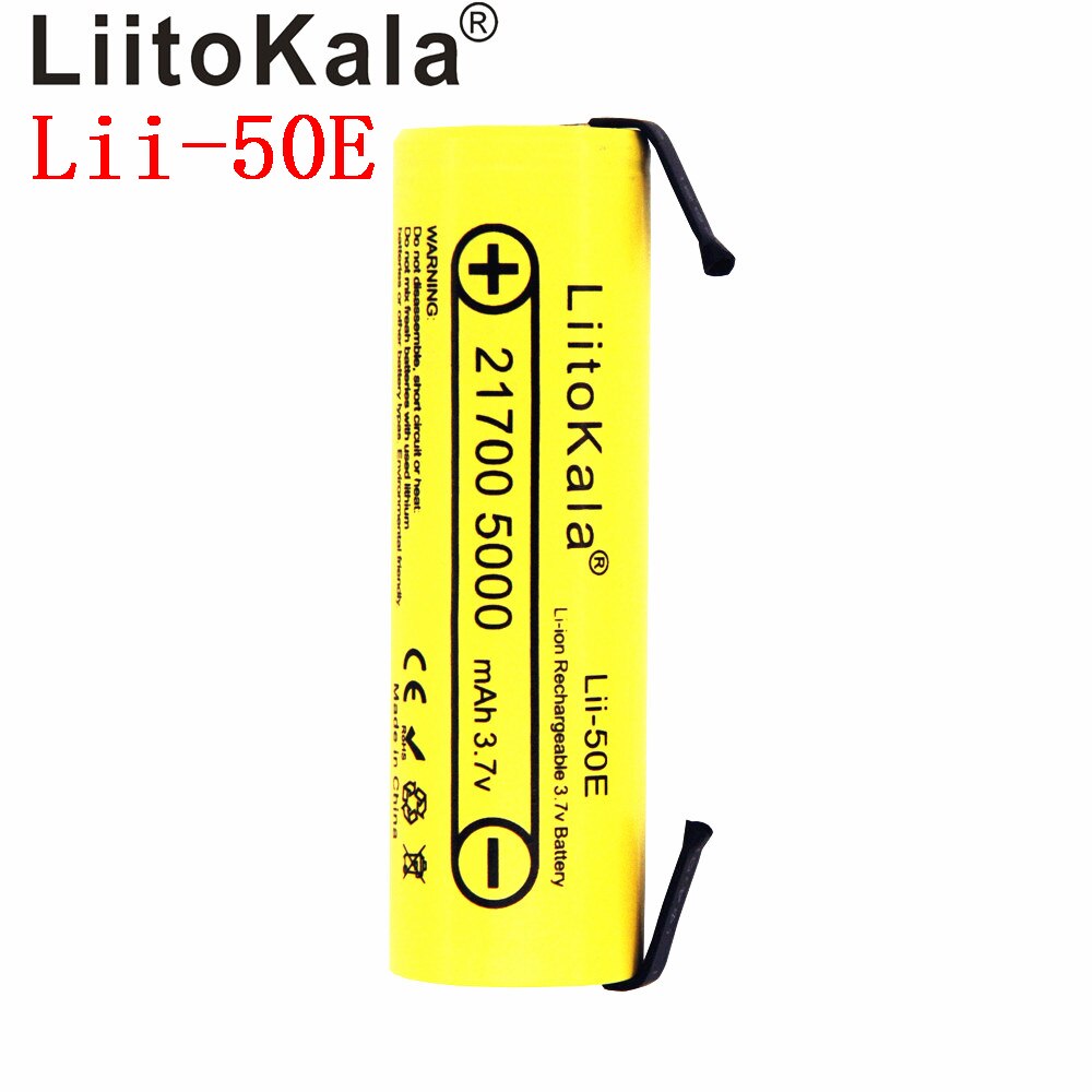 Liitokala Lii-50E 21700 5000 Mah Li-Ni Bateria 3.7 V 40a Para Alta Descarga Mod/Kit 3.7 V 15a Power + Diy Nicke